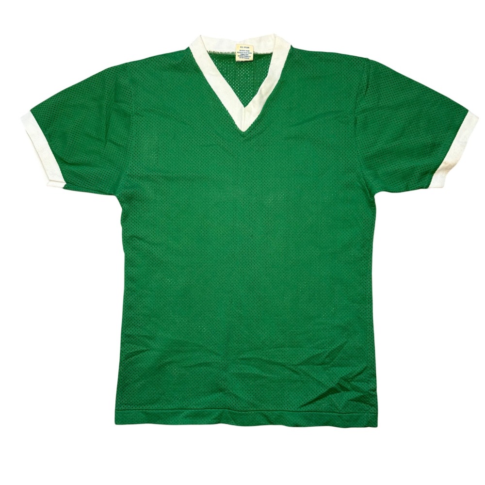 Vintage Soffe Athletic Mesh V-Neck Green Blank Jersey Womens M‎ 70s Retro Tomboy